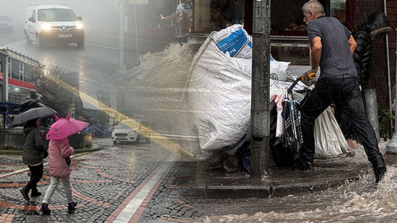 Meteoroloji uyardı, illeri sağanak vurdu: İş yerlerini su bastı, trafik kilitlendi